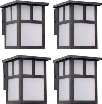 Forlight Osaka (4 unidades) Aplique de Pared Exterior Rústico de Estilo Japonés. Farol de Pared para Bombilla E27. Lámpara de Pared para Jardín y Terraza