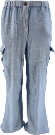 Kiltie Broek - Dames - Wijde Broeken - Blauw - M - Linnen - Broeken