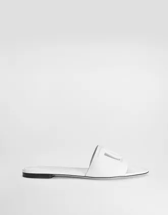 Dolce & Gabbana Calfskin Sliders - Woman Slides And Mules White Leather 37.5