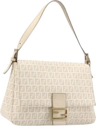 Fendi Pre-owned Vintage Zucchino Shoulder Bag - Dames - Vintage Schoudertas - Beige - ONE Size - Leer - Vintage