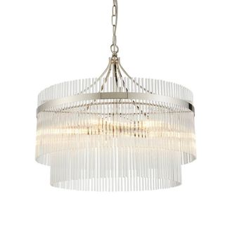 Netlighting Marietta 5 Light Multi Arm Lamp Ceiling Pendant Bright Nickel in Grey