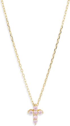 Argento Vivo Pink Cubic Zirconia Cross Pendant Necklace in Gold at Nordstrom Rack