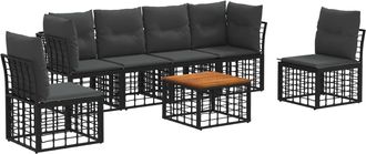 vidaXL Conjunto De Sof&aacute;s De Exterior 7 Uds. Negro Y Gris Oscuro Vidaxl
