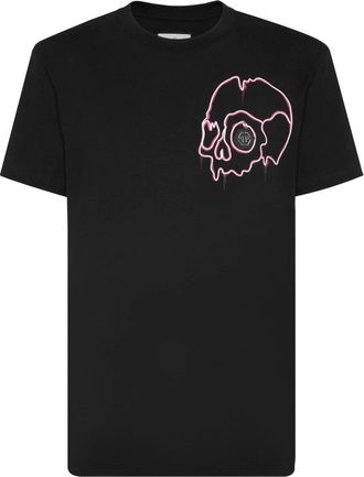 Philipp Plein T-shirt Round Neck SS Dripping Skull - Heren - T-shirts - Zwart - 2XL - Katoen - Tops