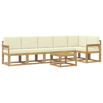 vidaXL Conjunto De Sof&aacute;s De Exterior 7 Pcs Blanco Y Crema Poli&eacute;ster Vidaxl