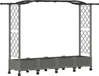 vidaXL Cama Elevada Con Trellis Y Techo Gris Claro 207 X 40 X 129 Cm Vidaxl