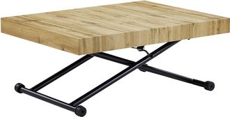 Vente-Unique Mesa extensible y elevable 2 en 1 - MDF y acero - Natural y negro - MORIALA