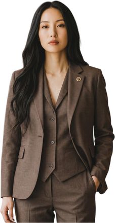 TruClothing Womens Brown Three Piece Check Tailored Tweed Suit - TPW50