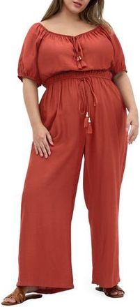 City Chic Erica Wide Leg Jumpsuit in Cinnamon at Nordstrom Rack, Size 18W