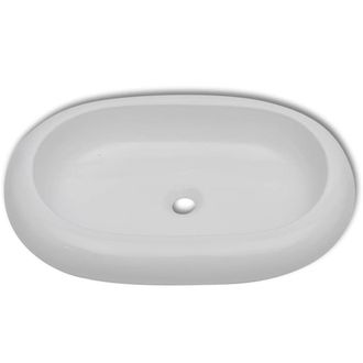 Berkfield Home Elegant Bathroom Basin with Mixer Tap Ceramic Oval White