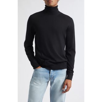 Tom Ford Cashmere & Silk Turtleneck Sweater in Naa Black at Nordstrom, Size 50