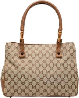 Gucci Pre-owned Vintage Tote - Dames - Vintage Handtas - Beige - ONE Size - Leer - Vintage
