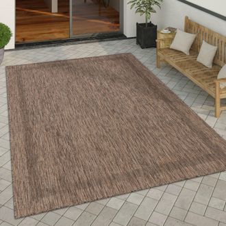 Paco Home Paco Home - Alfombra Interior Y Exterior Balcon Terraza Alfombra Cocina Moderna Dibujo Geometrico Motivo Abstract Marr&oacute;n, 240x340 Cm
