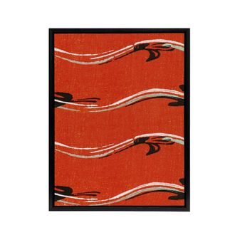 Artery8 Vintage Pattern Abstract Birds in Red Framed Canvas Wall Art Print Korin | Size: W24 x H32