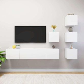 vidaXL 6 Piece TV Cabinet Set White Engineered Wood vidaXL