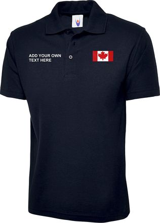 Generic Custom Personalised Canada Canadian Flag Emblem T Polo Shirt Embroidered Design (Navy, 4XL, 4X_l)