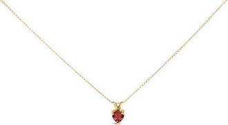 House of Brilliance 14K Gold 5X5 MM Heart Shaped Gemstone Solitaire Pendant Necklace in Red Garnet | Yellow at Nordstrom