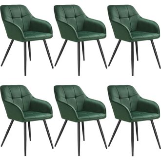 TecTake Dining Chair Marilyn Set Of 6 - Dark Green / Black | Size: 6 Pack