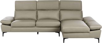 Beliani Beliani - Sof&aacute; Esquinero Moderno De Piel Izquierdo Reposacabezas Y Reposabrazos Ajustables 4 Plazas Gris Pardo Farila