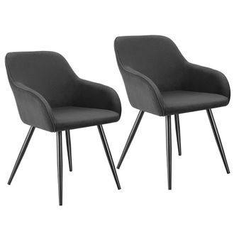TecTake Dining Chair Marilyn Set Of 2 - Anthracite/Black in Dark Grey | Size: 2 Pack