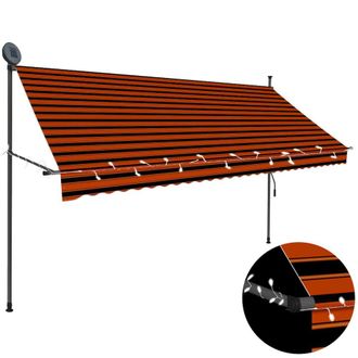 vidaXL Manual Retractable Awning with LED 118.1 Orange and Brown