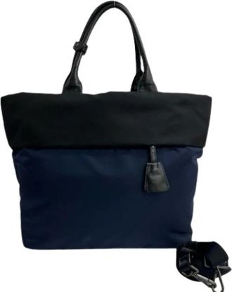 Prada Pre-owned Leather Tote Bag - Dames - Vintage Shopper - Blauw - ONE Size - Leer - Vintage