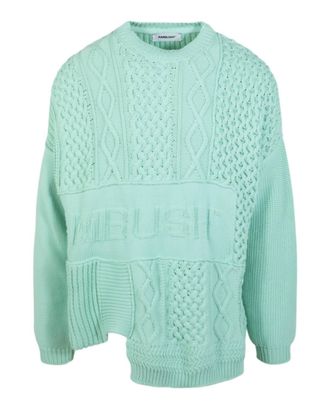 AMBUSH Womens Patchwork Knit Crewneck Sweater In Green