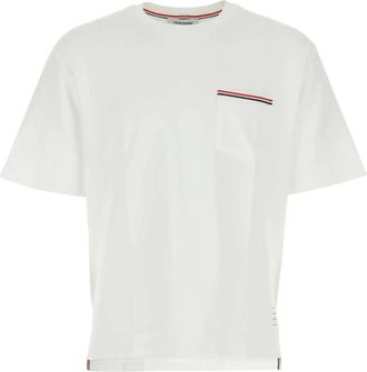 Thom Browne T-Shirts, male, White, Size: XL Oversize White Cotton T-shirt