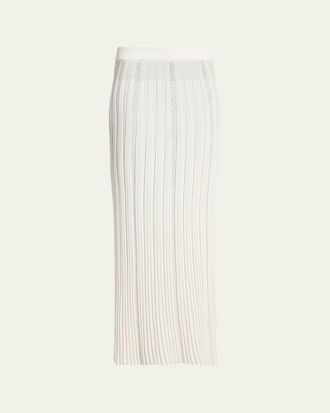 Balmain Pleated Knit Maxi Skirt