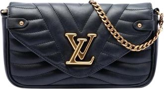 Louis Vuitton Pre-owned New Wave Chain Pochette - Dames - Vintage Schoudertas - Zwart - ONE Size - Leer - Vintage