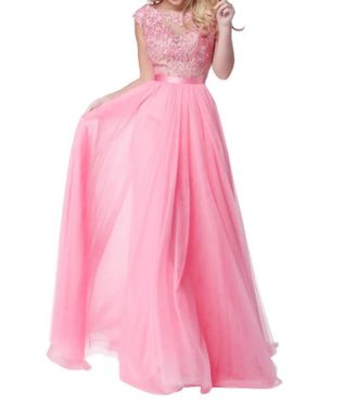 Sherri Hill Lace Appliqued Wedding Dress In Pink