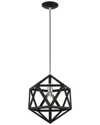 Livex Lighting 1 Light Black With Brushed Nickel Accents Pendant