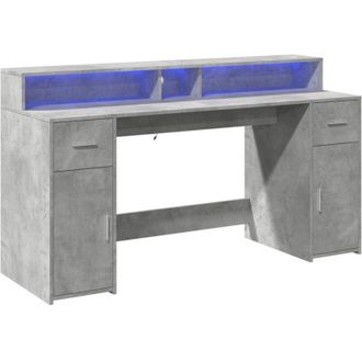 vidaXL Vidaxl - Escritorio Con Led Madera Ingenier&iacute;a Gris Hormig&oacute;n 160x55x91 Cm