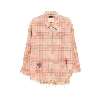 R13 Shirts, female, Multicolor, Size: M Shredded Seam Drop Neck Shirt