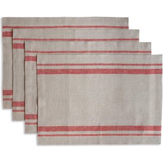 Solino Home Linen Placemats - French Stripe, 14 x 19 in Red And Natural at Nordstrom, Size Medium
