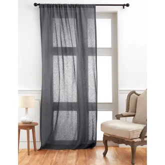 Solino Home Linen Sheer Curtain with Light Filtering Rod Pocket Curtain for Living Room, Bedroom in Charcoal at Nordstrom, Size 3X-Large