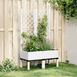 Berkfield Home Garden Planter with Trellis White 80x40x142 cm PP | Size: 80 x 40 x 142 cm
