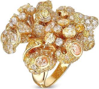 Anabela Chan 18kt geelgouden vermeil Bloomingdale ring met diamant