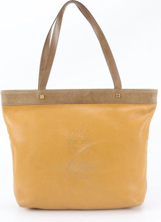 Loewe Brown Orange Leather Handbag Shoulder Bag Tote Bag (Pre-Owned)