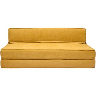 Miliboo Miliboo - Poltrona letto 2 posti in tessuto effetto velluto giallo senape katy