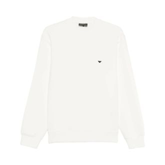 Emporio Armani Sweatshirts, male, White, Size: XL Logo Cotton Hoodie
