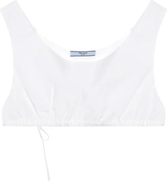 Prada Top de Popel&iacute;n - Tops - Mujer - Blanco - M