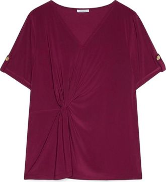 Fiorella Rubino Gedrapeerd jersey T-shirt - Dames - Blouses - Rood - L - Polyester - Overhemden