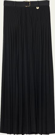 Burberry Bar Pleated Maxi Skirt With Belt