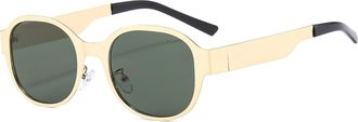 Generic Small Frame Metal Mens Sunglasses Driving Commuting Outdoor Womens Sun Glasses(Green)