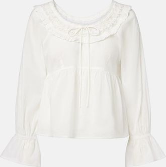 Poss&eacute; Danielle lace-trimmed cotton blouse