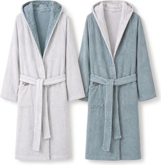 Dmora Albornoz Sefane, 100% Algod&oacute;n Con Capucha Reversible, Estructura Gris, Tono Claro, Gris Claro