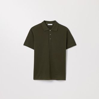 Asket The Pique Polo Dark Olive