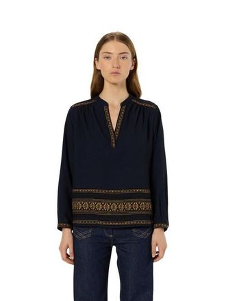 Gerard Darel Aurelie Embroidered Pattern Blouse in Navy Blue at Nordstrom, Size Medium