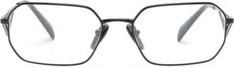 Prada logo-plaque geometric-frame glasses - women - Metal - 56 - Black